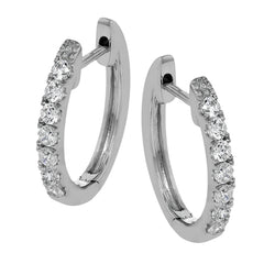These classic 18k white gold hoop earrings would be perfect to wear every day, set with .39 ctw of white diamonds.