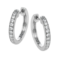 These darling 18k white gold hoop earrings contain .34 ctw of white diamonds, and are the perfect delicate size to wear everyday.