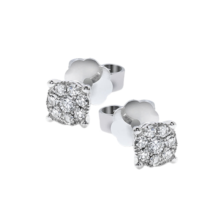 These darling 18k white gold stud earrings are a perfect choice on any day, with .25 ctw of white round brilliant diamonds.