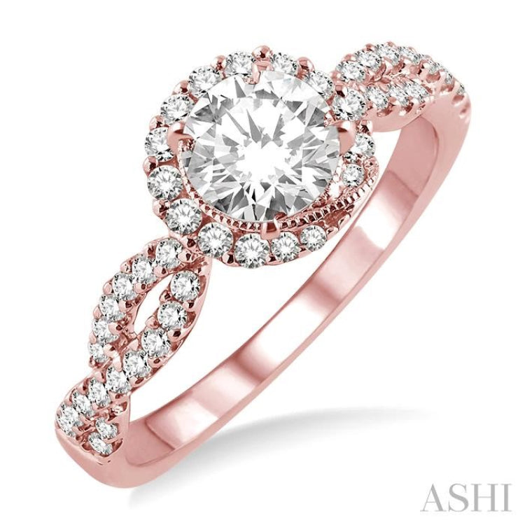 1/3 Ctw Diamond Semi-Mount Engagement Ring in 14K Rose Gold