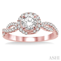 1/3 Ctw Diamond Semi-Mount Engagement Ring in 14K Rose Gold
