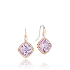 TACORI Sterling Silver and Gold Pave Bloom Drop Earrings featuring Rose Amethyst Gemstones