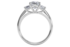 RITANI Three-Stone Diamond Engagement Ring with Princess-Cut Side Diamonds in White Gold