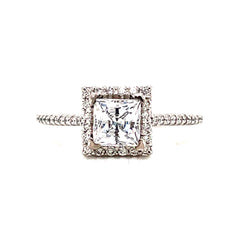 RITANI French-Set Halo Princess Cut Diamond Engagement Ring in White Gold