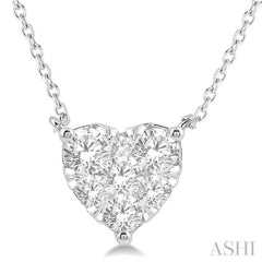 3/4 Ctw Lovebright Diamond Heart Pendant With Chain in 14K White Gold