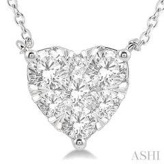 3/4 Ctw Lovebright Diamond Heart Pendant With Chain in 14K White Gold