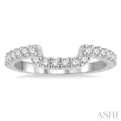 1/3 Ctw U-Shape Center Round Cut Diamond Wedding Band in 14K White Gold