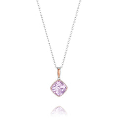 TACORI Sterling Silver and 18 Karat Gold Pave Bloom Pendant featuring Rose Amethyst Gemstone