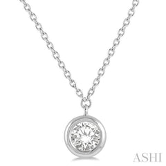 3/8 Ctw Round Cut Diamond Pendant With Chain in 14K White Gold