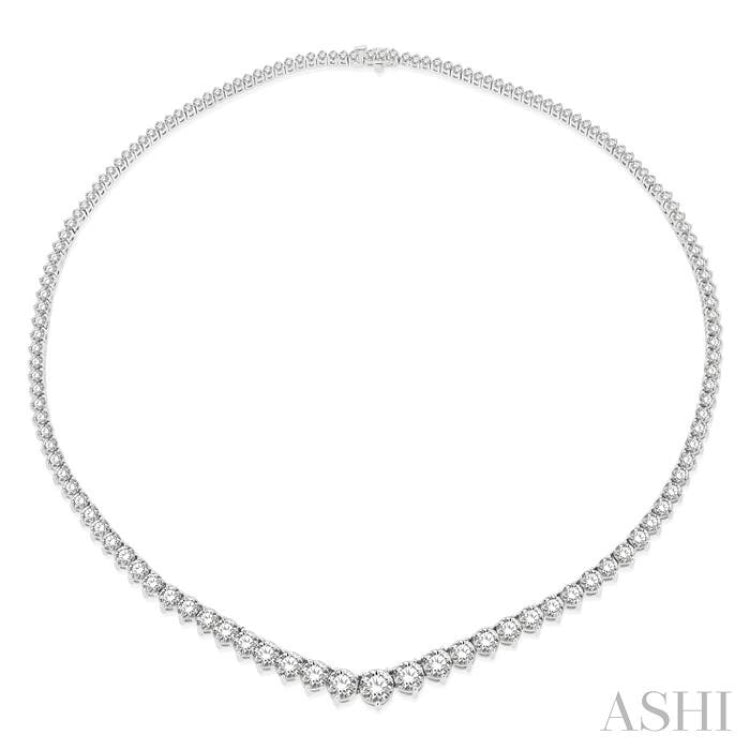 15 Ctw Riviera Round Cut Diamond Necklace in 14K White Gold
