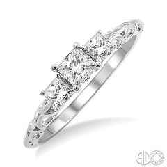 Three Stone Princess Cut Engagement Ring