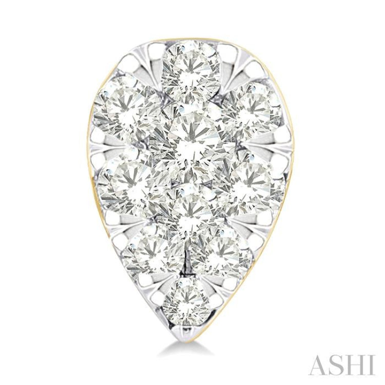 1/6 Ctw Lovebright Petite Pear Shape Round Cut Diamond Fashion Stud Earring in 10K Yellow Gold