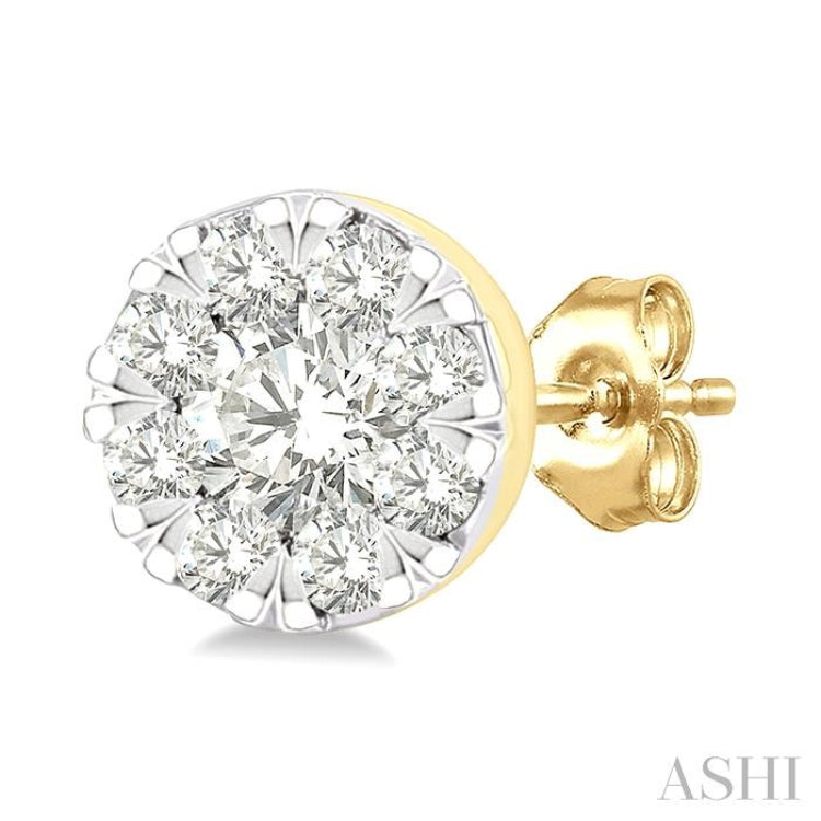 1/6 Ctw Lovebright Petite Round Shape Round Cut Diamond Fashion Stud Earring in 10K Yellow Gold