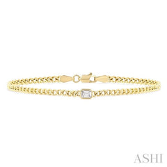 1/4 Ctw Emerald Cut Diamond Curb Link Bracelet in 14K Yellow Gold