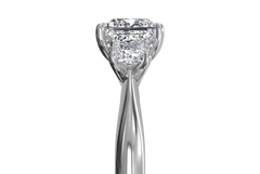RITANI Three-Stone Diamond Engagement Ring with Princess-Cut Side Diamonds in White Gold